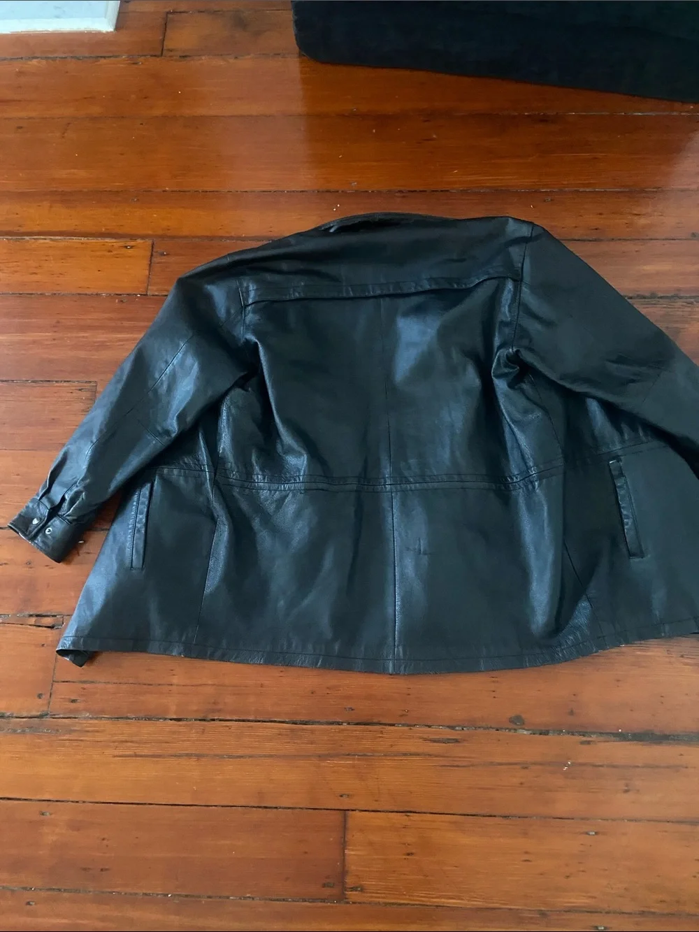 Vintage Genuine Oversized Leather Coat Size 2XL Men’s Black Franklin Allen